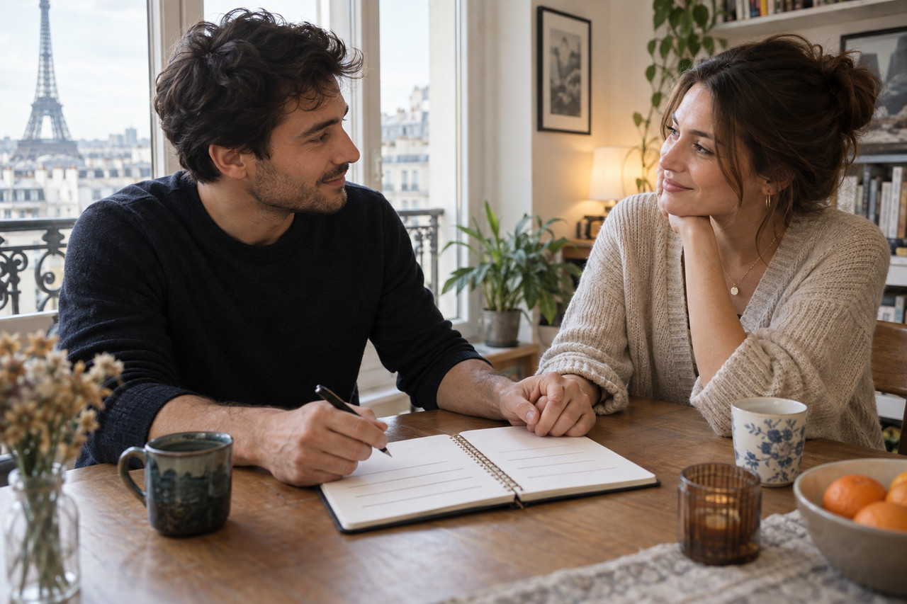 couple-et-libertinage-comment-se-lancer-sans-jalousie-sans-malaise-sans-danger-1280×853-1 Couple discutant de confiance et de limites dans son appartement parisien