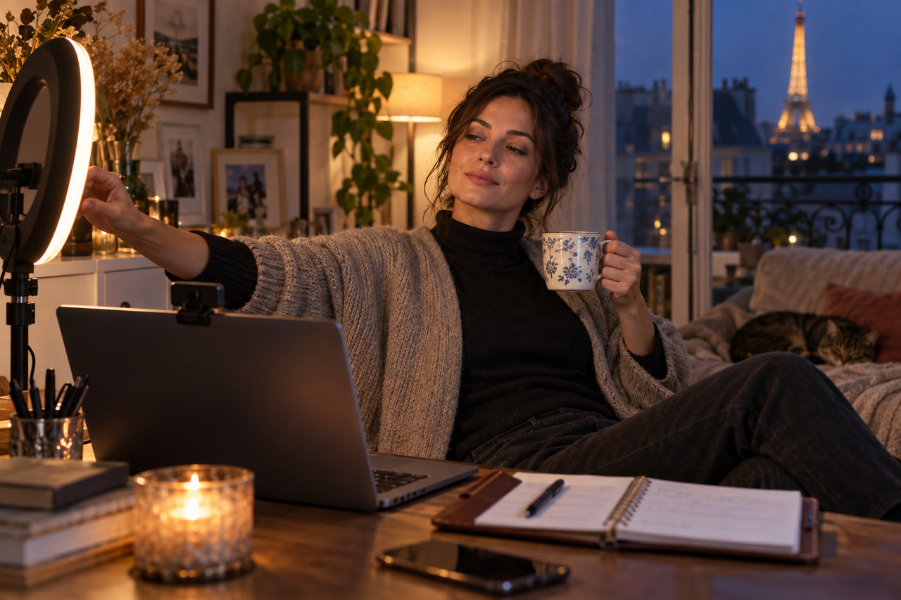 eviter-burnout-camgirl-1280×853-1 Créatrice éteignant son éclairage de diffusion pour prendre une pause
