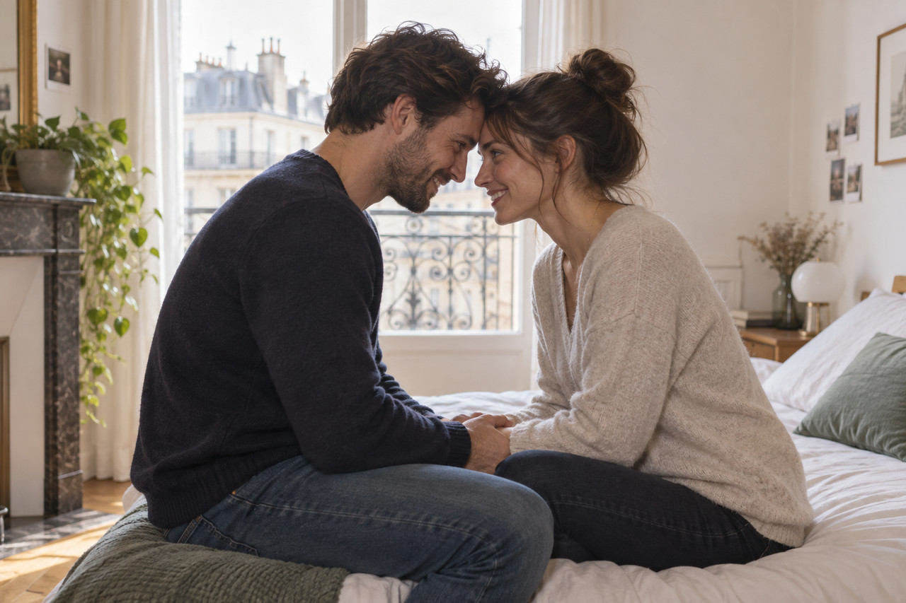 le-missionnaire-tendre-sensuel-mais-loin-detre-sage-1280×853-1 Couple se rapprochant face à face sur le bord d’un lit