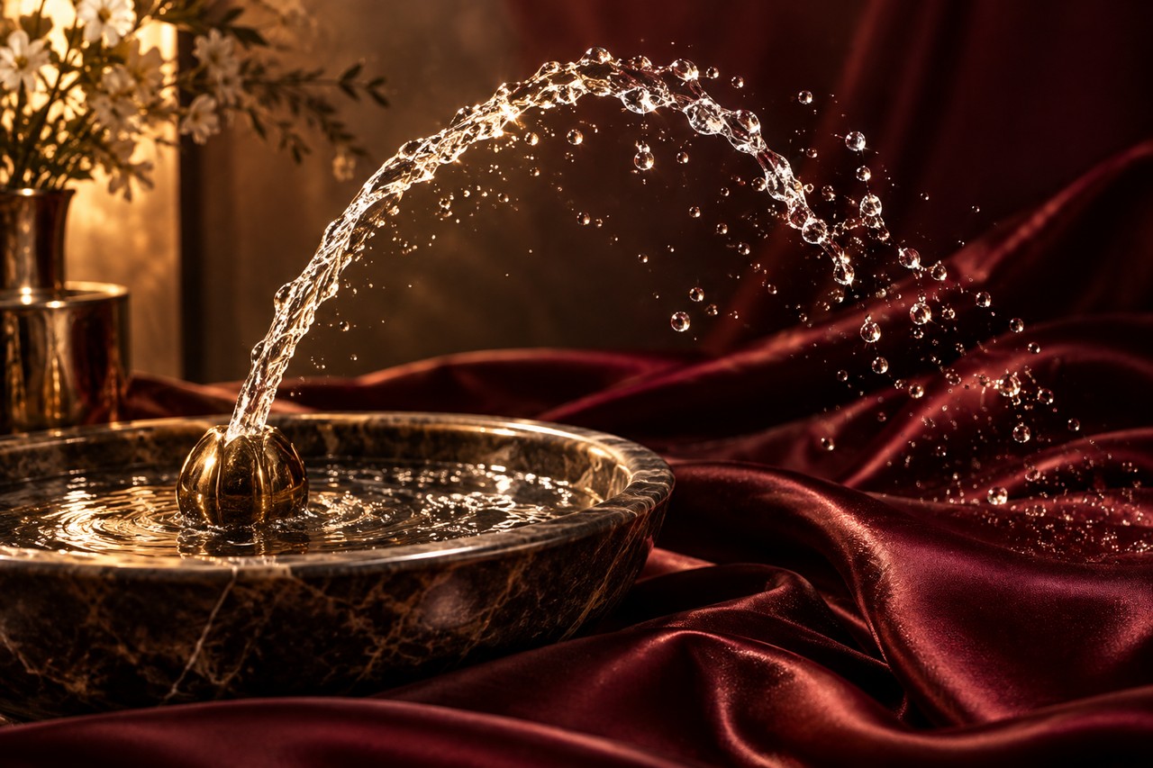 Squirting, lâcher-prise et plaisir Fontaine lumineuse projetant une vague d’eau dorée