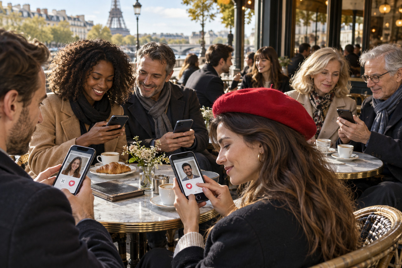 rencontres-adultes-plateformes-1280×853-1 Adultes consultant des profils de rencontre sur leurs téléphones dans un café