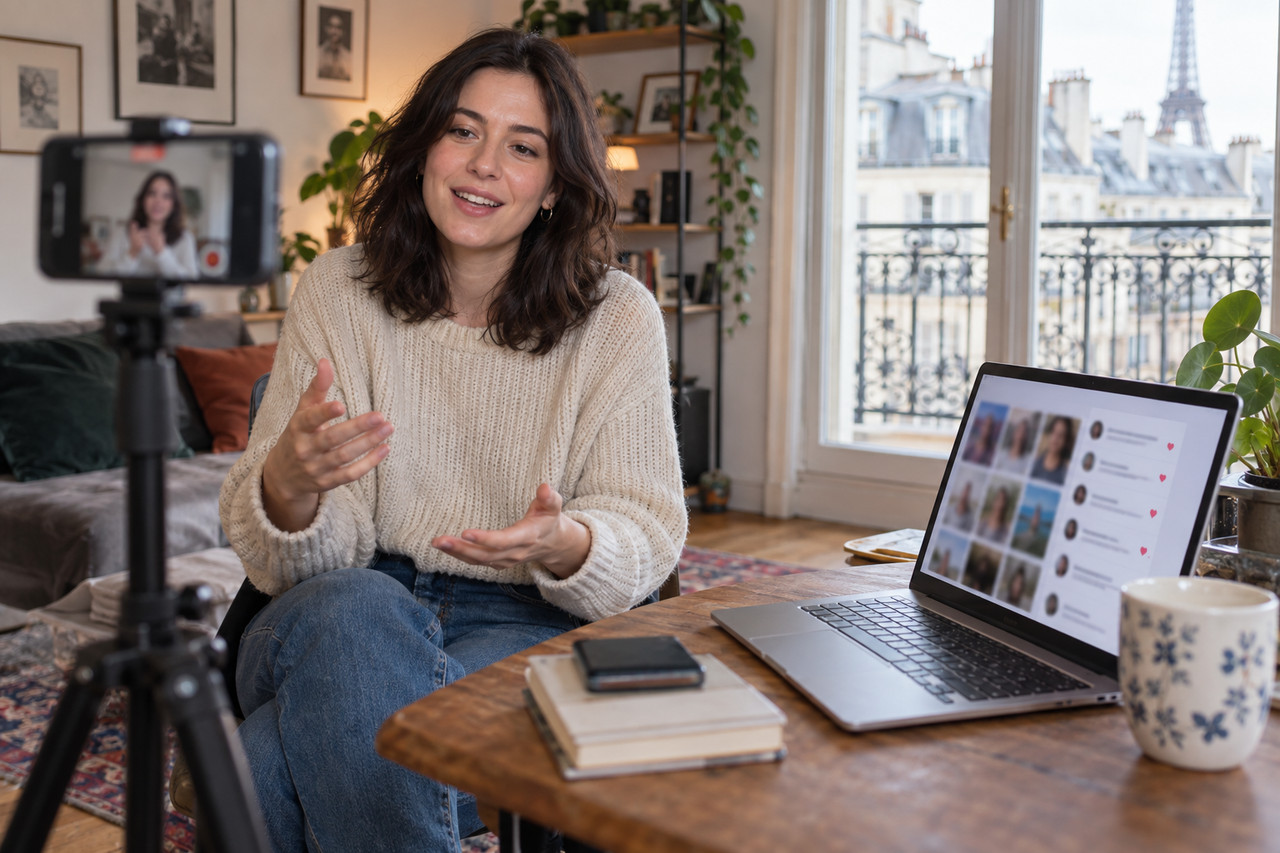 voissa-le-site-x-communautaire-ou-lamateur-reprend-le-pouvoir-1280×853-1 Créatrice réalisant une vidéo personnelle pour une communauté en ligne