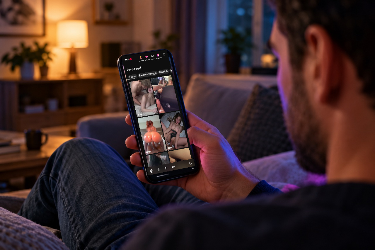 Un homme consulte le fil XXXTik sur son smartphone